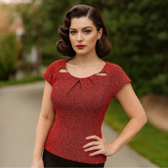 New York & Company Tops - 7th Ave New York & Co textured blouse top career cutout neck detail career XL